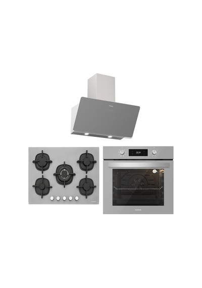 Silverline BO6504S01 - CS5364S01 - 3457 Soho 60 Gri Cam Ankastre Set
