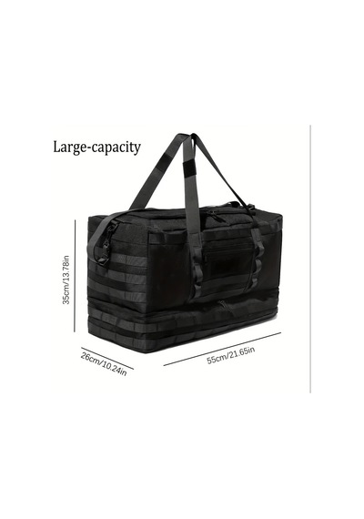 Dashanshop Pskook Büyük Kapasiteli Siyah Duffle Çanta Ayakkabı Bölmeli Molle Sistemi Siyah