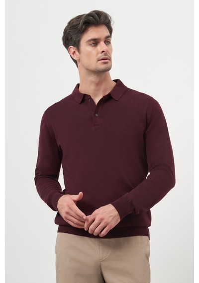 Morven Erkek Bordo Basic Polo Yaka Dynamic Fit Rahat Kesim Triko 27kc017002750 Bordo