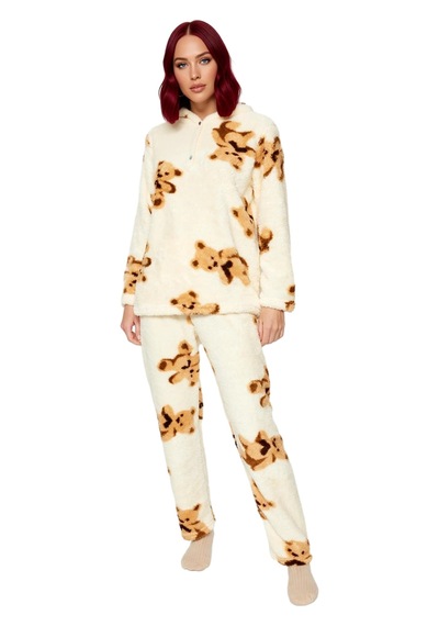 Ersefa Kadın Ayıcıklı Wellsoft Pijama Takımı Fonksiyonel Dayanıklı Kalit Çok renkli