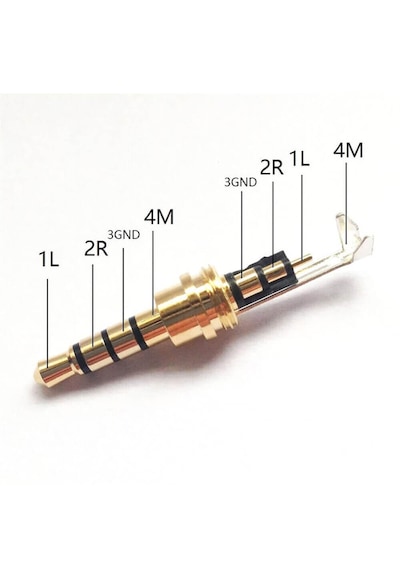 3.5mm Stereo Jak 3 Pin 4 Boğumlu Metal Konnektör - Lehim Tipi Gri