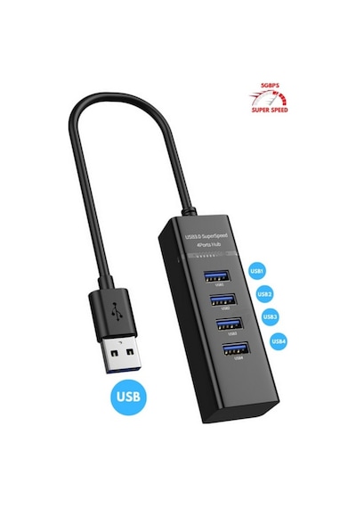 Yd-32 Usb Girişli Yüksek Hızlı 4 Port 3.0 Usb Hub Çoklayıcı Süper Hız 5gbps Çoklu Usb Port Çoğaltıcı Pc Laptop Şarj Notebook Uyumlu