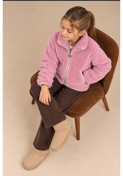 Ez Peluş Ceket Krem Pembe Pembe