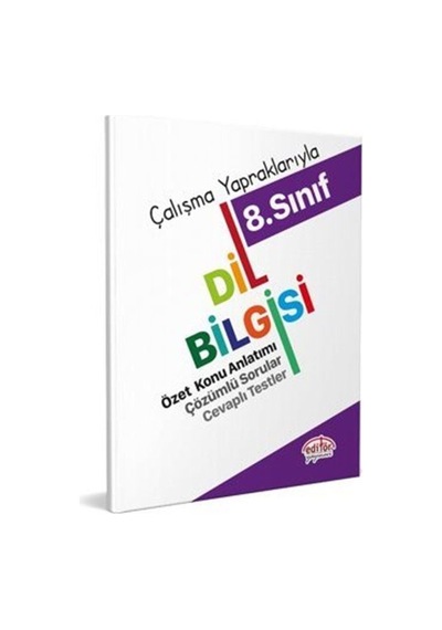 8.Sınıf Dil Bilgisi Özet Konu Anlatımı Çözümlü Sorular Cevaplı Testler - Çalışma Yapraklarıyla- Editör