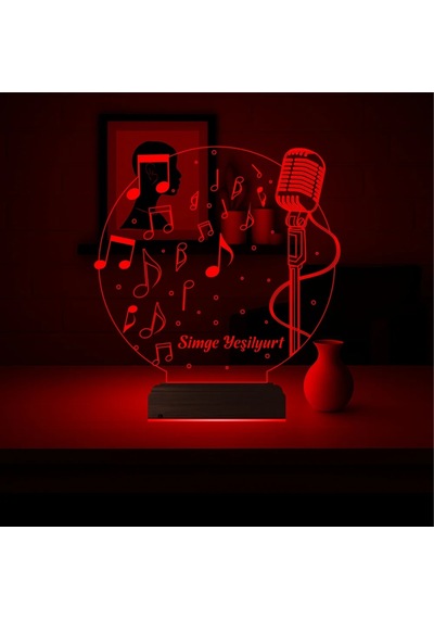 Luvivia Müzik Nota Müzisyen Hediye Kişiye Özel 3d Lamba - Masa Gece Lambası