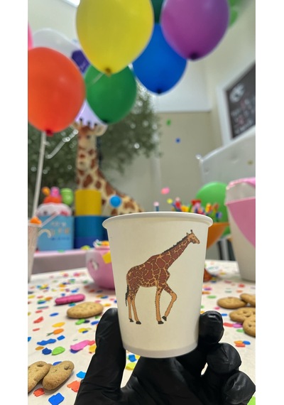 Hayvan-orman-amazon-zoo Doğumgünü Parti Zürafa Temalı Tek Kullanımlık 7 Oz 50 Adet Karton Bardak