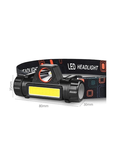 Cata Ct-9120 Mir Kafa Lambası 200lm Fener Led Usb Akkülü Şarjlı Su Geçirmez Cob Dağ Gece Balıkçılık Siyah