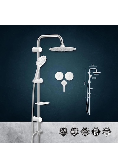 Valtemo Slim Whıte Raın Duş Seti Vs-2503 8