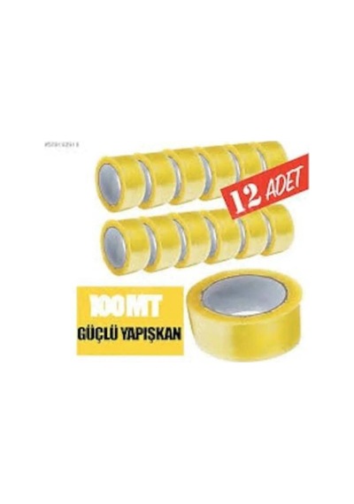 12 Adet 45mm X 100mt Şeffaf Koli Bandı Süper Kalite Koli Bantı Bant Marketim