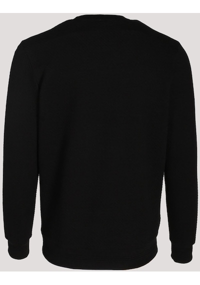 Erkek Sweatshirt Siyah Kabartma Baskılı Bisiklet Yaka Logo Detay Cotonel Kumaş Sweat Ncs Jeans 1614-siyah Siyah