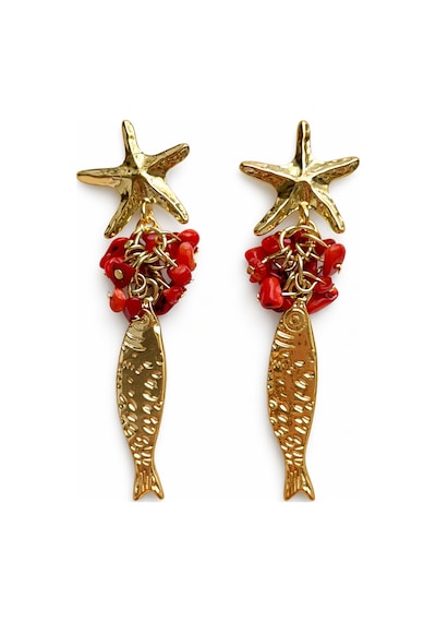 Çelik Balık Charm Küpe Gold 38262910