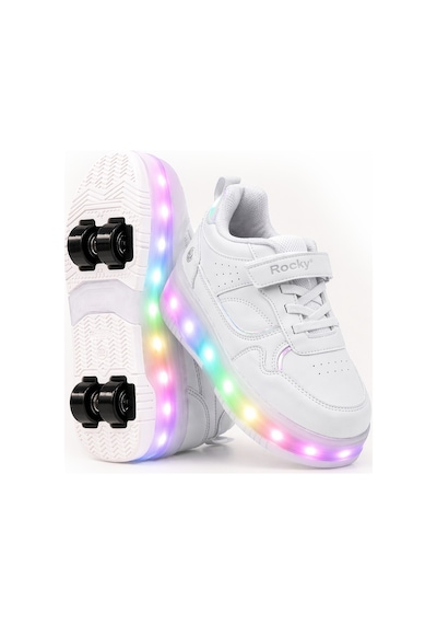 Glow Kız Erkek Çocuk Patenli, Işıklı Rahat Spor Ayakkabı & Sneaker 4 Teker Kaykay Ayakkabı Beyaz