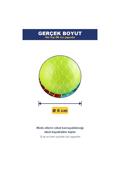Oyun Havuz Topu 6 Cm 50 Adet Top Havuzu İçin Yumuşak Renkli Toplar, Filede 1+ Yaş