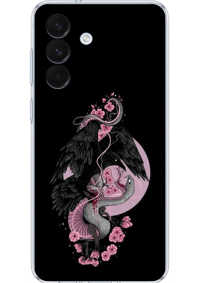 Samsung Galaxy S26+ Plus Uyumlu Pembe Siyah Yılan Baskılı Silikon Kılıf Renkli