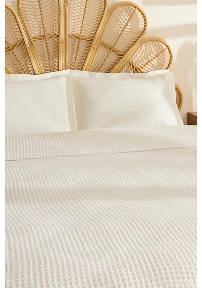 Karaca Home Mady %100 Cotton Waffle Çift Kişilik Tek Pike Beyaz Beyaz