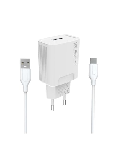 Yetty 10.5w Şarj Adaptörü + Type-c Kablo Beyaz Kdr-20t Yerli Üretim
