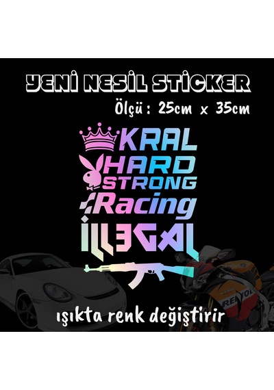 Kral Hard Legal Hologram Set Araba Oto Sticker Cam Yazıları