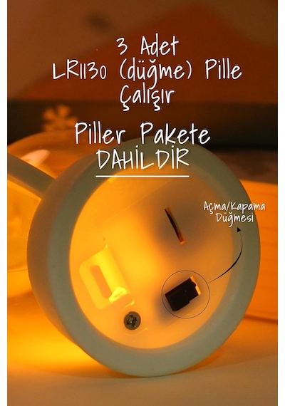 3lü Led Mum Kanatlı Melek Tip Dumansız Pilli Alevli Dekoratif Yapay Mum Işıldak Kahve 1037-7 Diğer