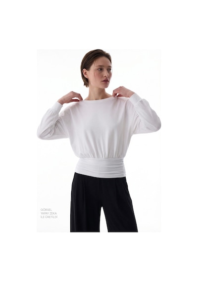 Penti Kırık Beyaz Boat Yaka Waist Detail Modal Üst