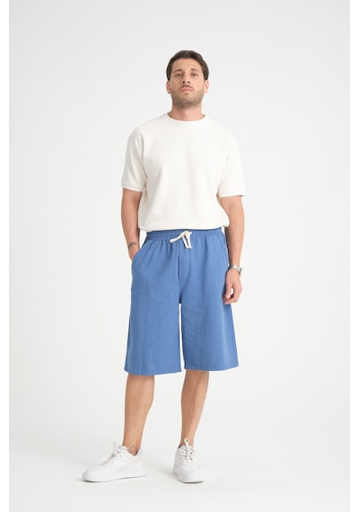 Redline Erkek Baggy Fit Rahat Kesim %100 Pamuk Yumuşak Dokulu Şort Kapri İndigo