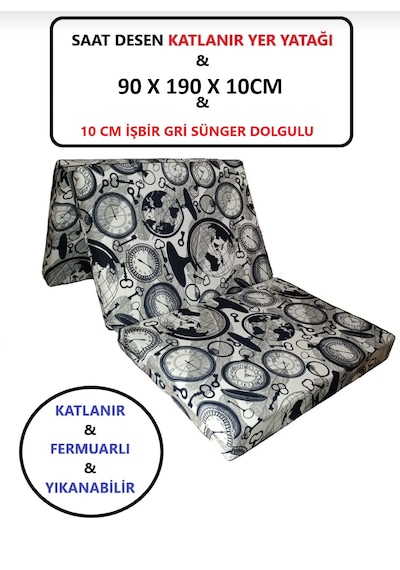 Katlanır Yer Yatağı Tek Kişilik Gri Sünger Minder Yatak 90x190x 10 Cm 90 x 190 x 10 CM - 14 Dns