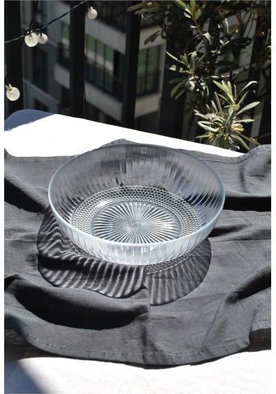Tr 1 Adet Cam Şeffaf 20 Cm Salata Kasesi Orta Boy Salata Tabağı Kase 20 Cm, Beyaz Diğer