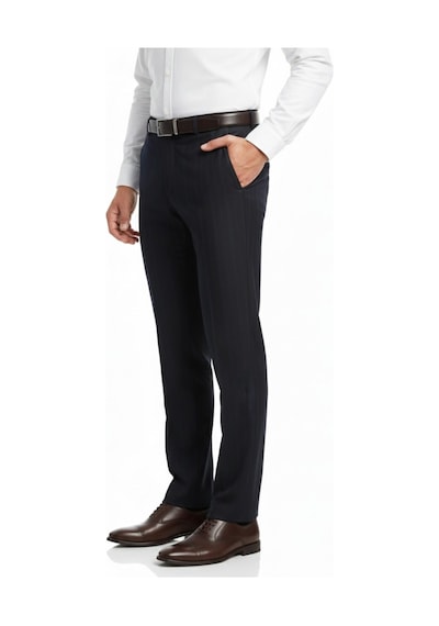 Günce Erkek Regular Fit Çizgili Kumaş Pantolon Likra Kumaş Bgl-st05037 Siyah