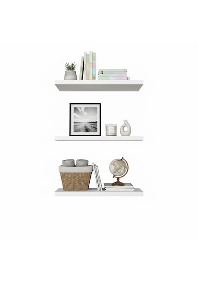 Duvar Rafı Beyaz Renk Mdf 45x15 3 Adet