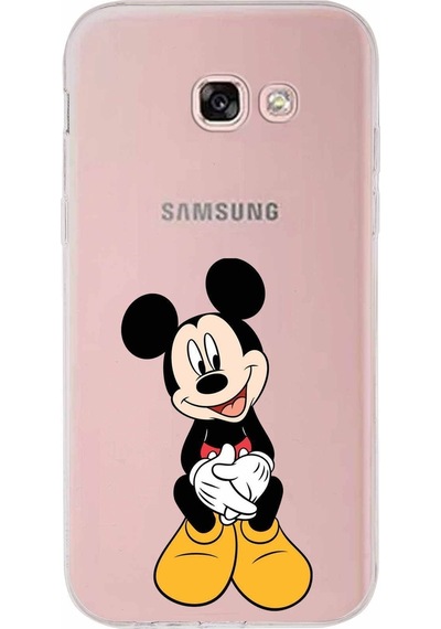 Samsung Galaxy Uyumlu A5 2017 Kapak Mickey Mouse Tasarımlı Şeffaf Silikon Kılıf Şeffaf