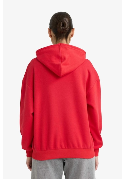 Defacto Relax Fıt Kapüşonlu Baskılı Kalın Sweatshirt Kumaşı Sweatshirt G7129ax25wnrd256 Kırmızı-rd256