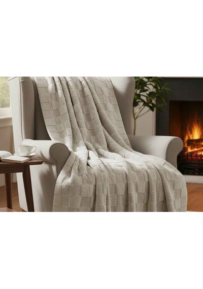Merinos Fiona Stonecube Soft Battaniye 150x220 Bej Açık Bej