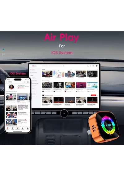 4-in-1 Kablosuz Araç Ekran Yanstıcı Ve Carplay Ve Android Auto Adaptörü Kablosuz Dönüştürücü İos-android Usb Dönüştürücü