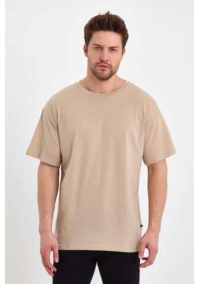 Erkek Compact Penye Oversıze T-shırt Oxford Tan