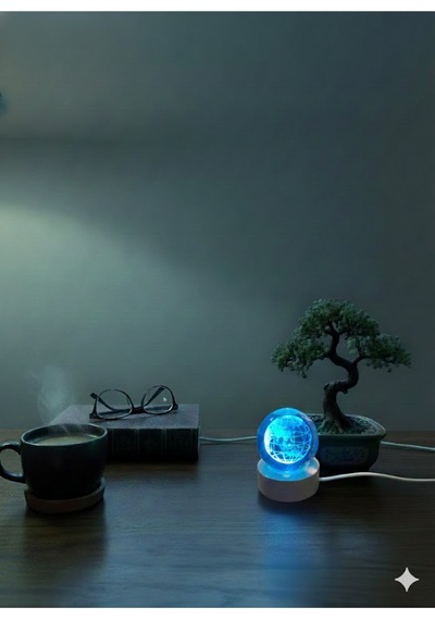 Usb'li , Rgb Işıklı , Kristal Küre Dünya Model Küçük Boy