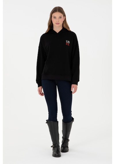 U.S. Polo Assn. Kadın Siyah Kapüşonlu Sweatshirt 50291265-VR046