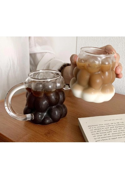 2 Adet 300 Ml Üzüm Desenli Borosilikat Bardak, Termisil, Bulut Desenli, Isıya Dayanıklı, Şık Ve Fonksiyonel İçecek Bardakları Kulpsuz çok renkli