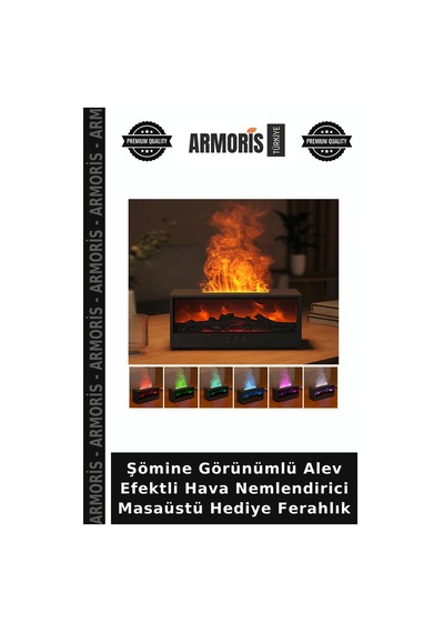 Şömine Görünümlü Alev Efektli Hava Nemlendirici Masaüstü Hediye Ferahlık