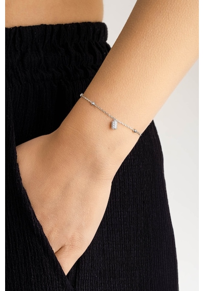 So Chic Dorika Stil 18 Ayar Beyaz Altın Kaplama 18 Cm Gümüş Minimal Bileklik