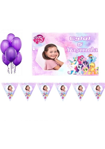 Pony Kişiye Özel Afiş Ve Flama Doğum Günü Süsleme Seti +3
