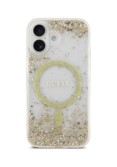 Apple Uyumlu iPhone 17  Kılıf Guess Lisanslı M-safe Özellikli Transparan Resin Bottom Kapak Gold Gold