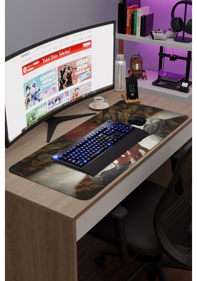 Chainsaw Man Anime V5 - 90x40 Xxl Gaming Kauçuk Kaymaz Taban Mouse Pad Fare Altlığı