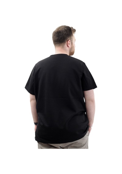 Mode Xl Büyük Beden Erkek T-shirt Bisiklet Yaka Interlok 23162 Siyah Siyah