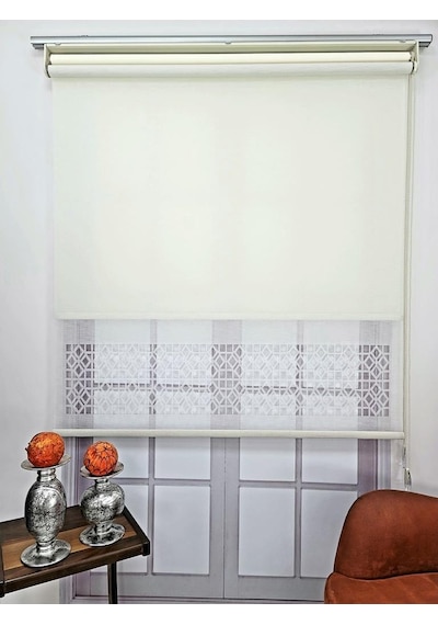 Bbb Çift Mekanizmalı Keten Lazer Kesim Tül Ve Stor Perde Mlt1050