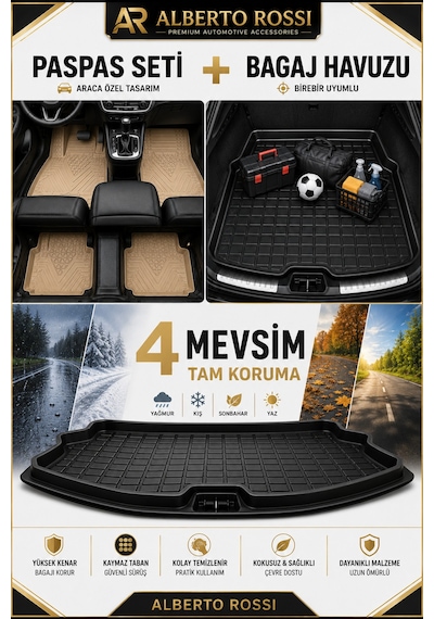 Bmw İx1 2024+ Uyumlu Araca Özel 3d Bagaj Havuzu Ve Paspas Alpina Bej