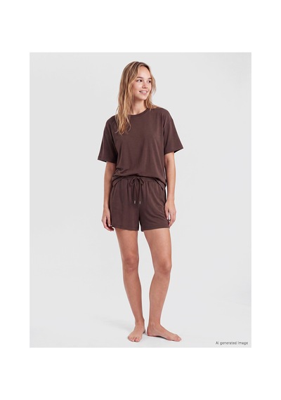 Lcw Dream Kahverengi Modal Karışımlı Kadın Şortlu Pijama Takımı
