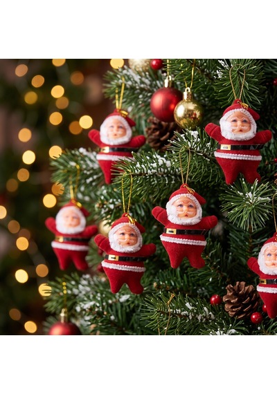 Bakgelal 6'lı Noel Baba Yılbaşı Ağacı Süsü 6 Cm Kırmızı Asılabilir Çam Ağacı Dekoru - 9057412767787 Diğer