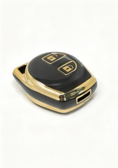 Autohan Keys Lüx Suzuki Anahtar Kılıfı, Siyah Gold Renk, 2 Buton Nano Koruyucu Kılıf, Alto Swif Standart