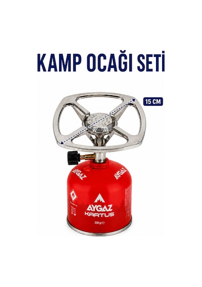 Kamp Ocağı Ve Gaz Kartuşu Seti Ayarlanabilir Alevli Portatif Ocak 230 Gr Gri-kırmızı