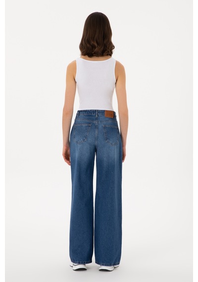 U.S. Polo Assn. Kadın Mavi Loose Fit Jean Pantolon 50304259-DN0022