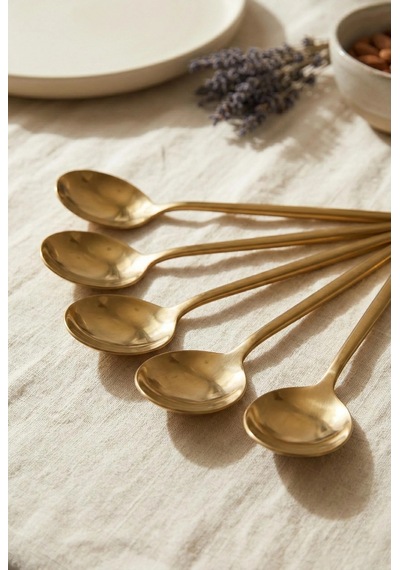 6'lı Lüks Gold Paslanmaz Çelik Yemek Kaşığı Seti 21 Cm Standart